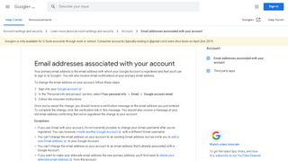 
                            12. Email addresses associated with your account - Google+ Help