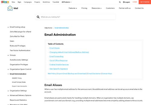 
                            12. Email Administration - Zoho Mail Control Panel