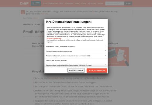 
                            1. Email-Adresse bei PayPal ändern - so geht's - CHIP