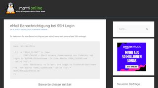 
                            9. eMail Benachrichtigung bei SSH Login - mattionline.de