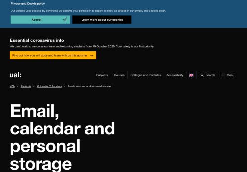 
                            6. Email, calendar and personal storage | UAL