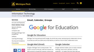 
                            8. Email, Calendar, Groups | Michigan Tech Information Technology