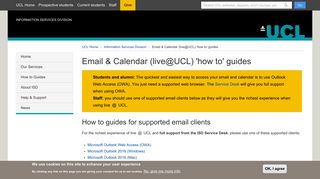 
                            3. Email & Calendar (live@UCL) 'how to' guides | Information ...