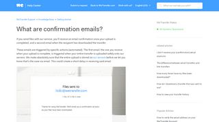 
                            12. Email confirmations – WeTransfer Support