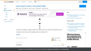 
                            9. email doesn't work in Cloudflare DNS - Stack Overflow