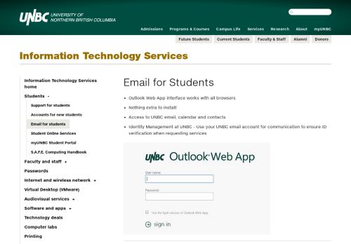 
                            11. Email for Students | University of Northern British Columbia