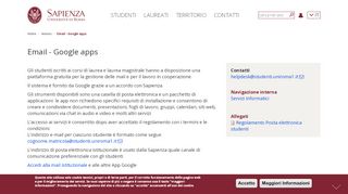 
                            2. Email - Google apps | Sapienza Università di Roma