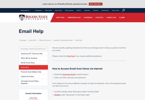
                            10. Email Help - Rogers State University