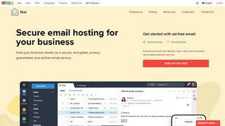 
                            2. Email Hosting | Ad-Free Business Email Hosting - Zoho Mail