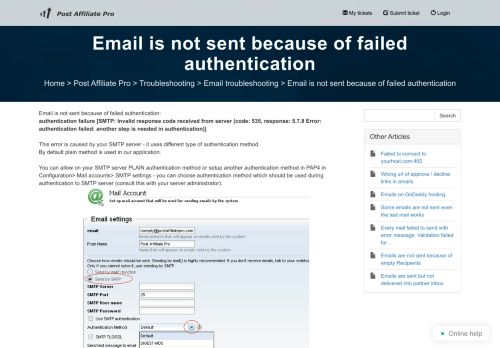 
                            4. Email is not sent because of failed authentication