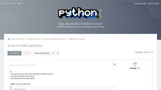 
                            1. Email mit GMX und Python - Das deutsche Python-Forum