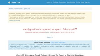 
                            12. Email nau@gmail.com spam report - CleanTalk