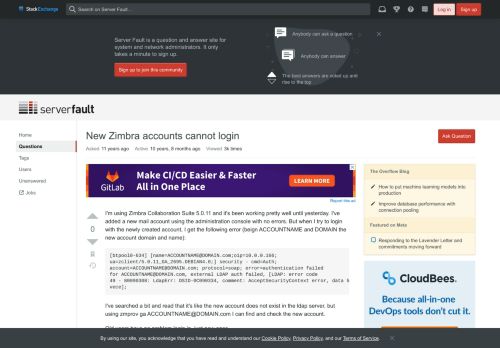 
                            12. email - New Zimbra accounts cannot login - Server Fault