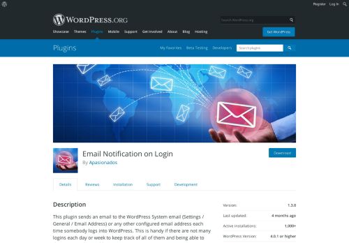 
                            1. Email Notification on Login | WordPress.org