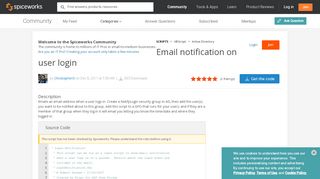 
                            1. Email notification on user login - Script Center - Spiceworks