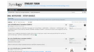 
                            2. Email Notifications - System Variables - Synology Forum