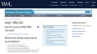 
                            11. Email - Office 365 : Washington and Lee University