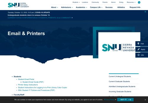 
                            12. Email & Printers | Sierra Nevada College