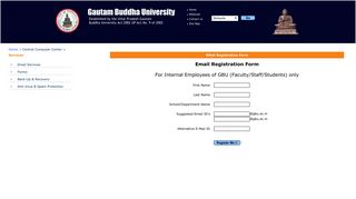 
                            2. Email Registration Form - Welcome to GBU's Offical Website