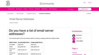 
                            8. Email Server Addresses - 3Community - 519249