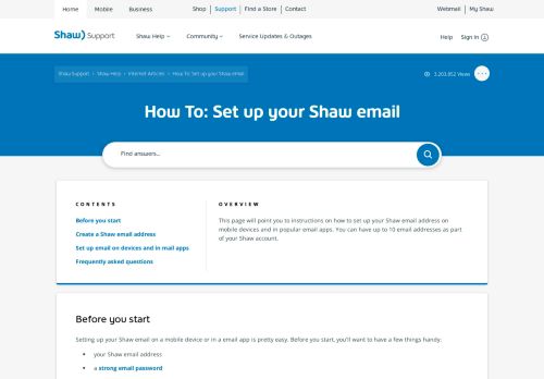 
                            6. Email Setup Instructions | Shaw Support - Shaw Communications