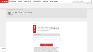 
                            2. Email Sign Up Coupon Offers | Additional $100 Off | Lenovo US