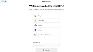 
                            11. Email Sign Up | SaneBox