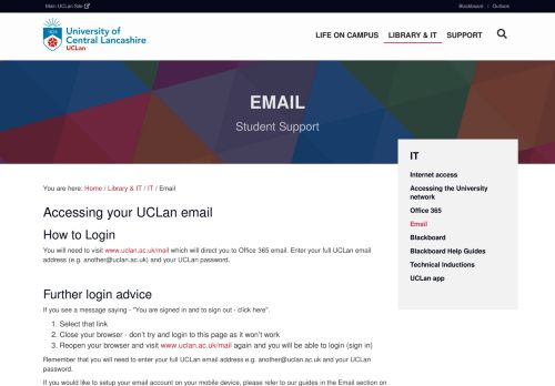 
                            3. Email | Student Support | University of Central Lancashire - UCLan