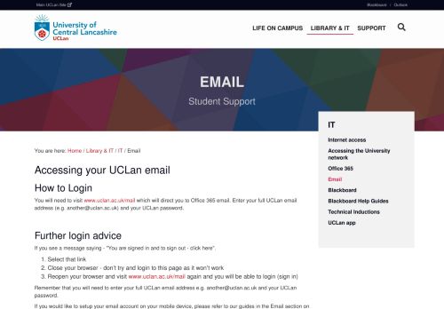 
                            13. Email | Student Support | University of Central Lancashire
