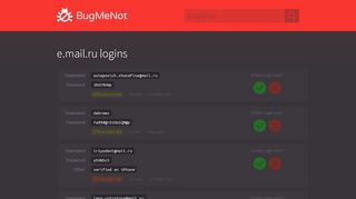 
                            6. e.mail.ru passwords - BugMeNot