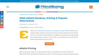 
                            12. eMaint User Reviews, Pricing, & Popular Alternatives