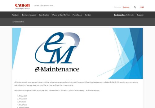 
                            7. eMaintenance - Canon South & Southeast Asia