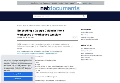 
                            9. Embedding a Google Calendar into a workspace or workspace ...