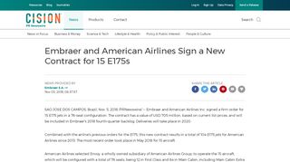 
                            12. Embraer and American Airlines Sign a New Contract for 15 E175s