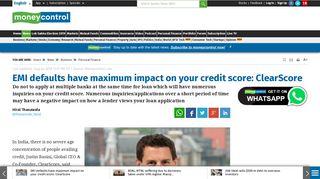 
                            6. EMI defaults have maximum impact on your credit score: ClearScore ...