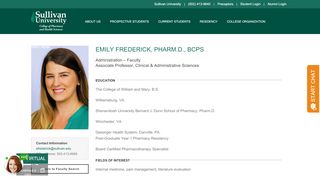 
                            12. Emily Frederick, Pharm.D., BCPS | Sullivan University