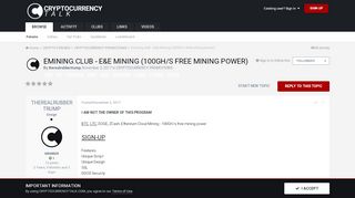 
                            1. Emining.club - E&e Mining (100GH/s free mining power) - PROMOTIONS ...