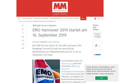 
                            8. EMO Hannover 2019 startet am 16. September 2019