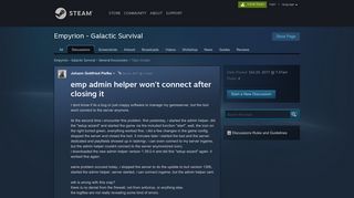 
                            4. emp admin helper won't connect after closing it :: Empyrion - Galactic ...