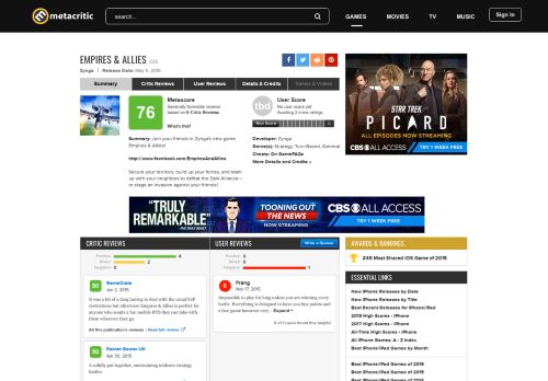 
                            10. Empires & Allies for iPhone/iPad Reviews - Metacritic