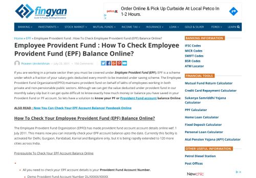 
                            10. Employee Provident Fund : How To Check EPF Account Balance