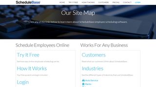 
                            2. Employee Scheduling Software Site Map for ScheduleBase