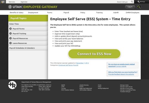 
                            1. Employee Self Serve (ESS) System – Time Entry - Utah Department of ...