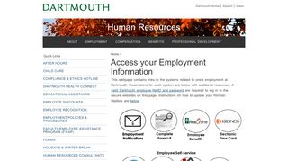 
                            13. Employee Self-Service - Dartmouth College