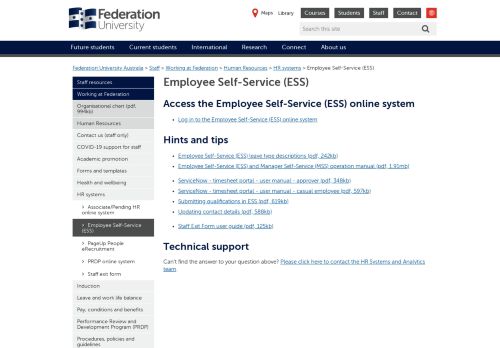 
                            5. Employee Self-Service (ESS) - Federation University Australia