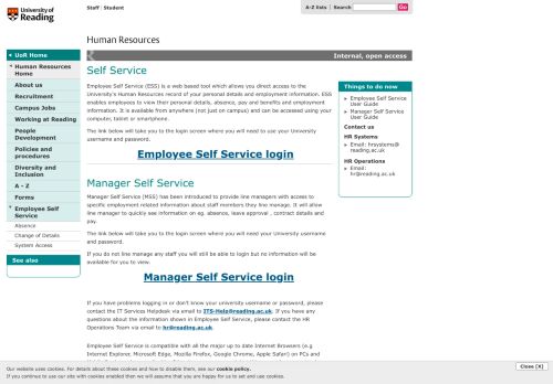 
                            11. Employee Self Service - University of Reading