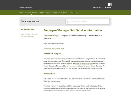 
                            5. Employee/Manager Self Service Information - University of Leeds ...