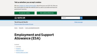 
                            13. Employment and Support Allowance (ESA) - GOV.UK