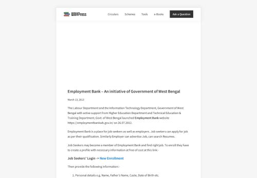 
                            8. Employment Bank – An initiative of Government of West Bengal ...