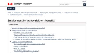 
                            2. Employment Insurance sickness benefits - Canada.ca
